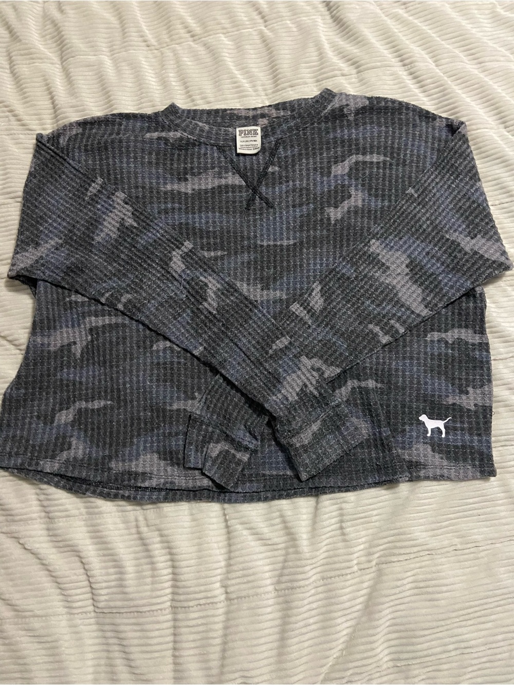 PINK Victoria's Secret Gray Waffle Knit Pullover
